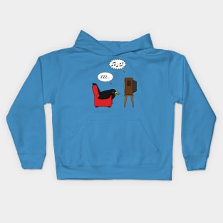 Blackbird Sleeping in Front of the TV Comic Kids Hoodie